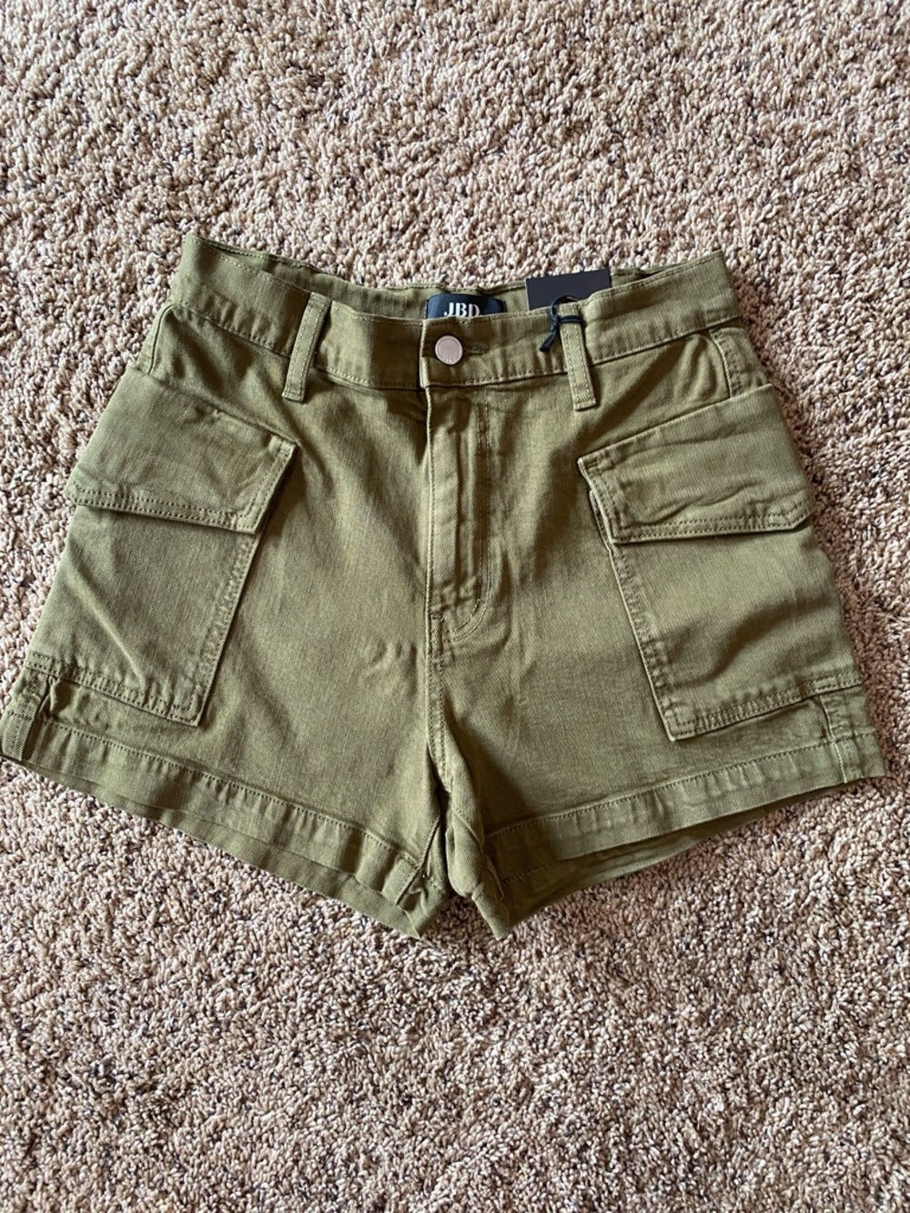 Just Black Olive Cargo Utility Shorts